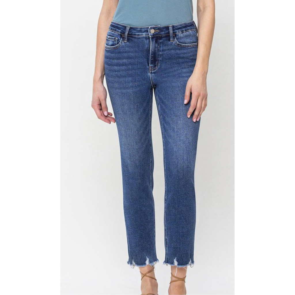 High Rise Crop Slim Straight Jeans