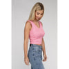 Ribbed Scoop Neck Cropped Sleeveless Top