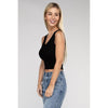 Ribbed Scoop Neck Cropped Sleeveless Top