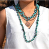 Blue Turquoise Collar Necklace with Indian Coin
