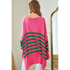 Multi Striped Elbow Patch Loose Fit Sweater Top