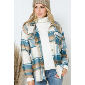 Yarn Dyed Plaid Shirt Jacket Shacket