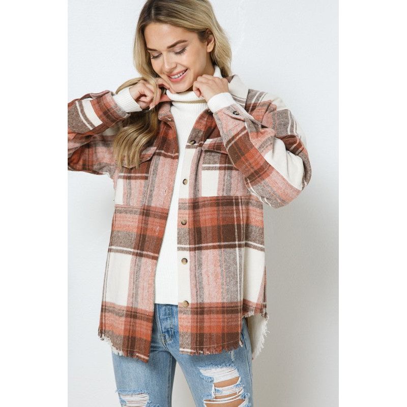 Yarn Dyed Plaid Shirt Jacket Shacket