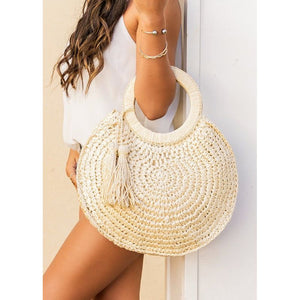 Straw Tassel O-Ring Tote