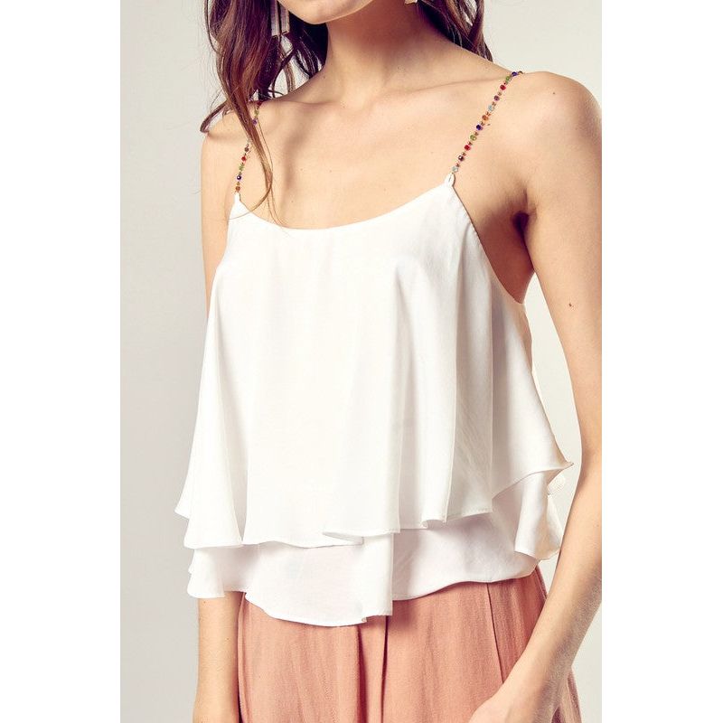 Beaded Shoulder Strap Cami Top