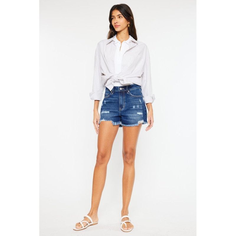 High Rise No Stitch Frayed Hem Shorts