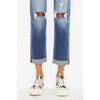 High Rise Hem Detail Slim Straight Jeans