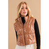 Gloss Shiny PU Quilted Puffer Zip Up Crop Vest