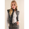 Gloss Shiny PU Quilted Puffer Zip Up Crop Vest