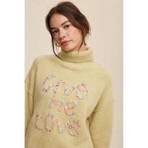 Give Me Love Stitched Mock Neck Sweater