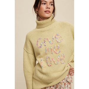 Give Me Love Stitched Mock Neck Sweater