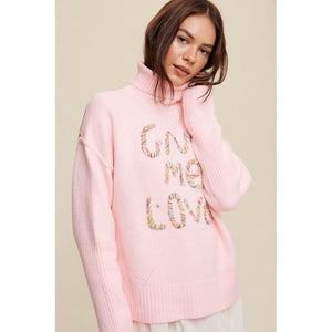 Give Me Love Stitched Mock Neck Sweater