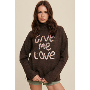 Give Me Love Stitched Mock Neck Sweater