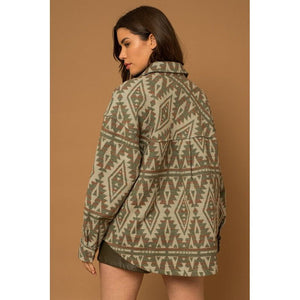 3D Pocket Aztec Print Shacket