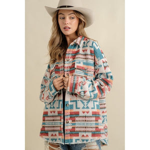 Frayed Aztec Western Shacket