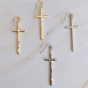 Slim And Stylish Cross Earrings