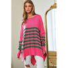 Multi Striped Elbow Patch Loose Fit Sweater Top