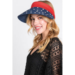 American Flag Roll up Sun Visor With Elastic Band