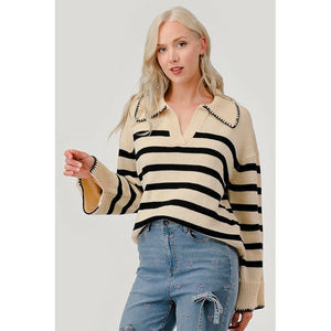 Stripe Pattern Knit Sweater