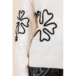 Floral Embroidered Knit Sweater