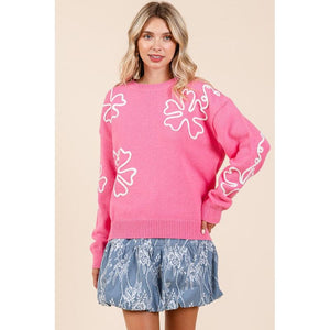 Floral Embroidered Knit Sweater