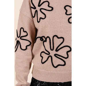 Floral Embroidered Knit Sweater