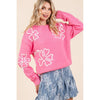 Floral Embroidered Knit Sweater