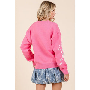 Plus Floral Embroidered Knit Sweater