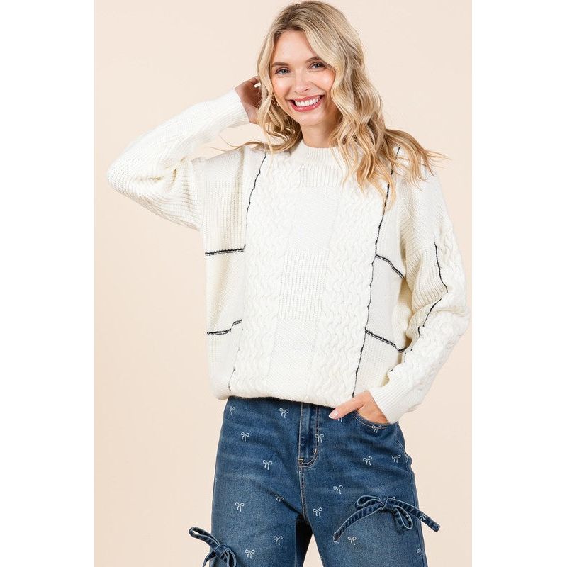 Cable Knit Long-Sleeve Sweater