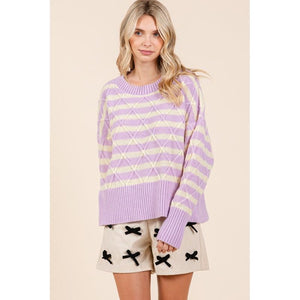 Stripe Argyle Knit Sweater