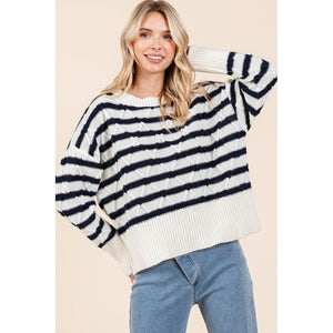 Stripe Argyle Knit Sweater