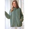 Washed Soft Comfy Quilting Zip Closure Jacket