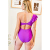 Solid One Shoulder One Piece Swimsuit