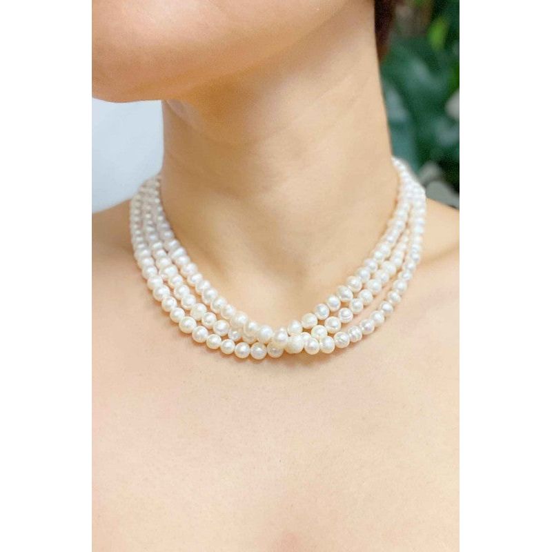 Three Strands Freshwater Pearl Necklace