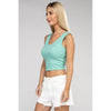 Ribbed Scoop Neck Cropped Sleeveless Top