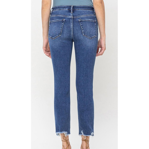 High Rise Crop Slim Straight Jeans