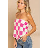 Checkerboard Pattern Tube Top Sweater