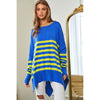 Multi Striped Elbow Patch Loose Fit Sweater Top