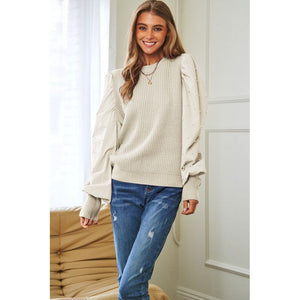 Pearl Embellishments Contrast Sleeves Sweater