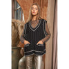 Solid V-Neck Sleeveless Pocket Detail Sweater