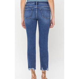 High Rise Crop Slim Straight Jeans