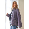 Washed Soft Comfy Quilting Zip Closure Jacket