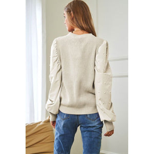 Pearl Embellishments Contrast Sleeves Sweater