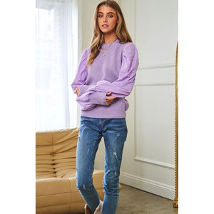 Pearl Embellishments Contrast Sleeves Sweater