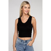 Ribbed Scoop Neck Cropped Sleeveless Top