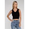 Ribbed Scoop Neck Cropped Sleeveless Top