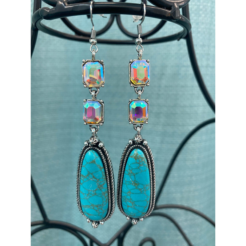Rhinestone and Turquoise Earrings