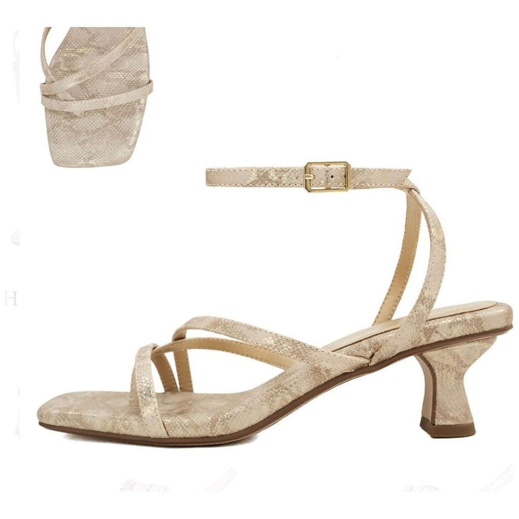 Hazel Gold Metallic Snake Sandals