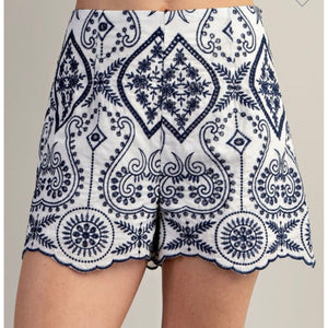 Embroidered Eyelet Shorts