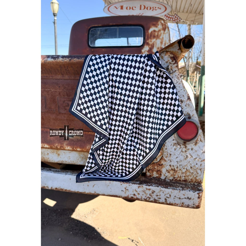 SMALL Black Checkered Out Wild Rag/ Scarf